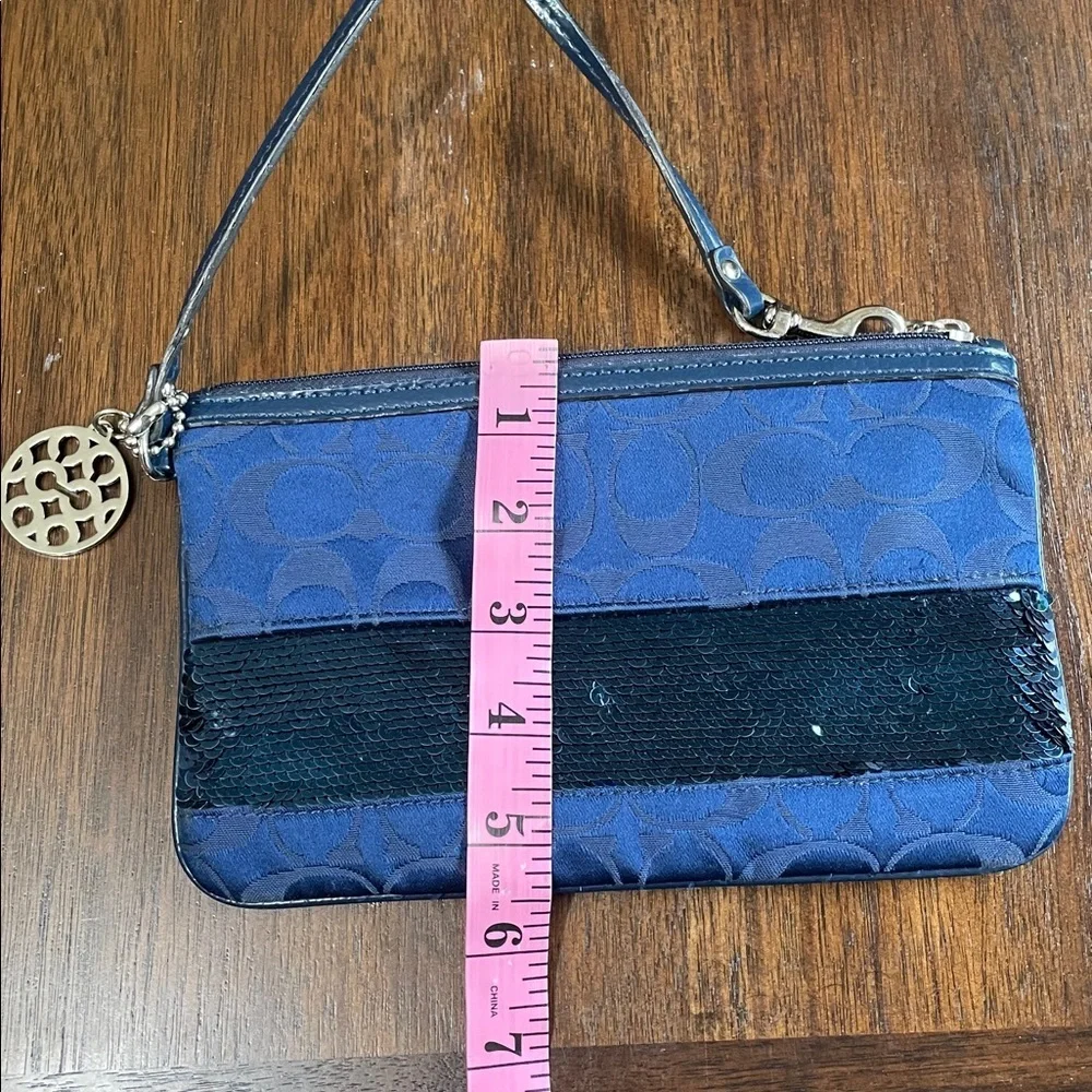 Coach Blue Sequin Signature Wristlet